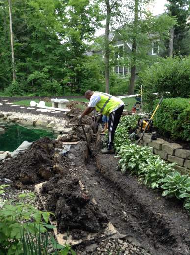 Our installers are extremely careful around existing landscaping