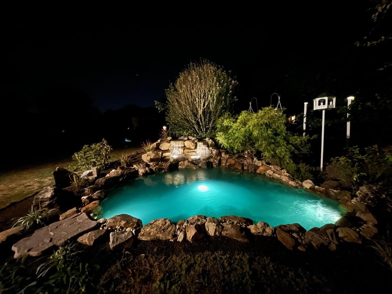lighted water garden
