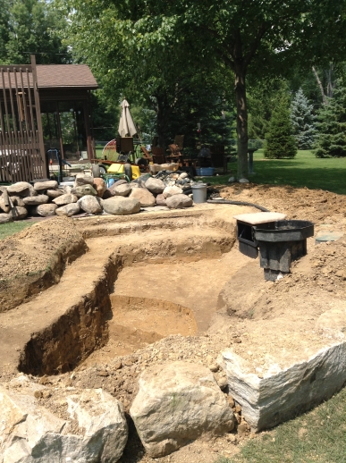 Pond expanded to paver patio