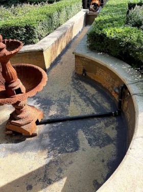 Fountain was drained, cleaned, and liner removed